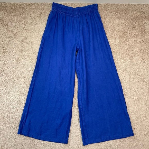 Anthropologie The Somerset Pull-On Pants: Linen Edition in Cobalt Blue Size MT - Picture 8 of 16